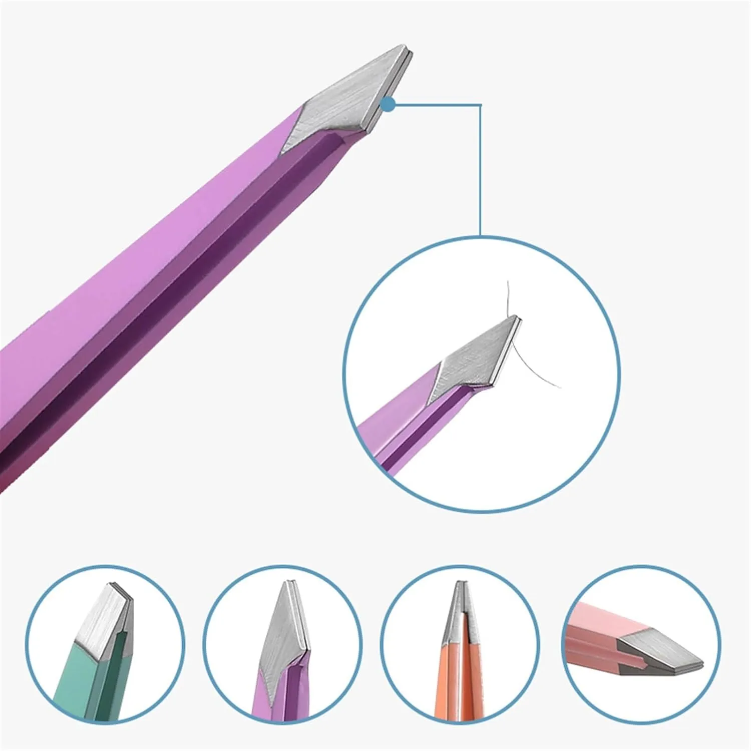 1 Pcs 4 Styles Tip Flat Eyebrow Tweezers Stainless Steel Slant Hair Beauty Makeup Tool Accessory (Color : Purple, Size : 1SIZE) (Brown 1SIZE)