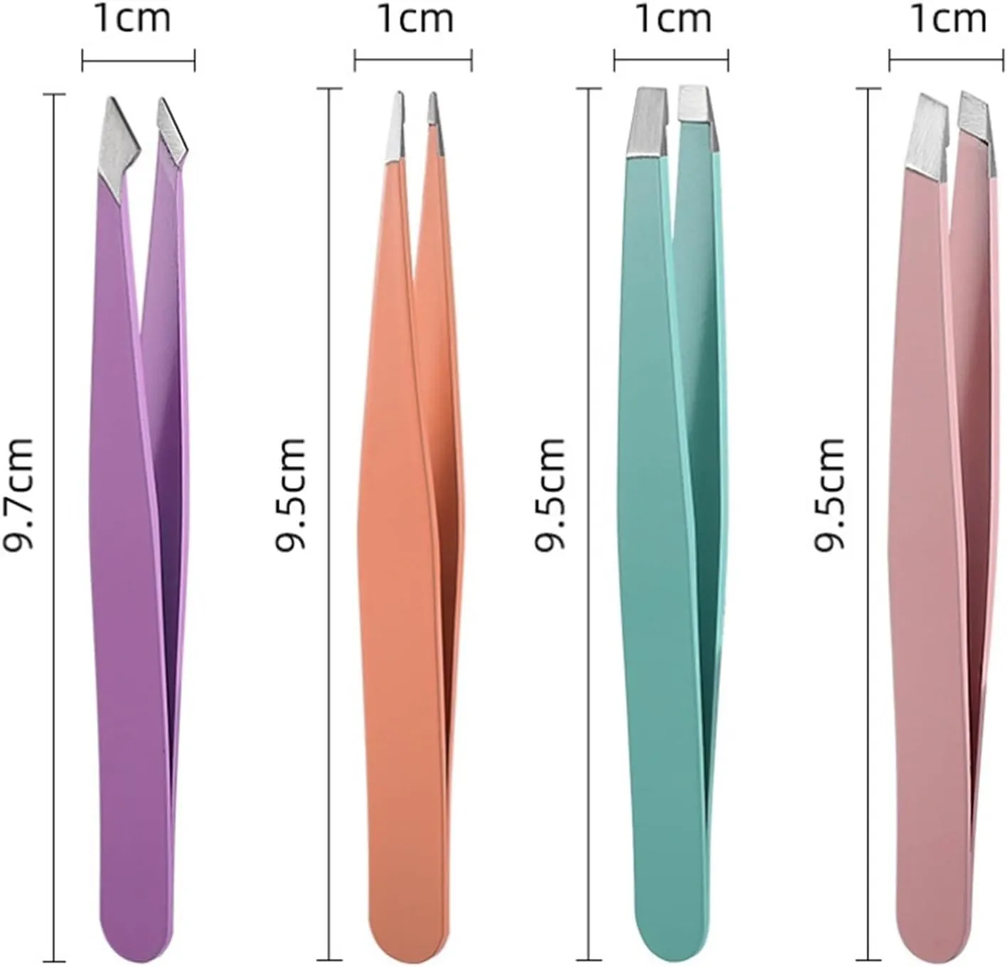 1 Pcs 4 Styles Tip Flat Eyebrow Tweezers Stainless Steel Slant Hair Beauty Makeup Tool Accessory (Color : Purple, Size : 1SIZE) (Brown 1SIZE)