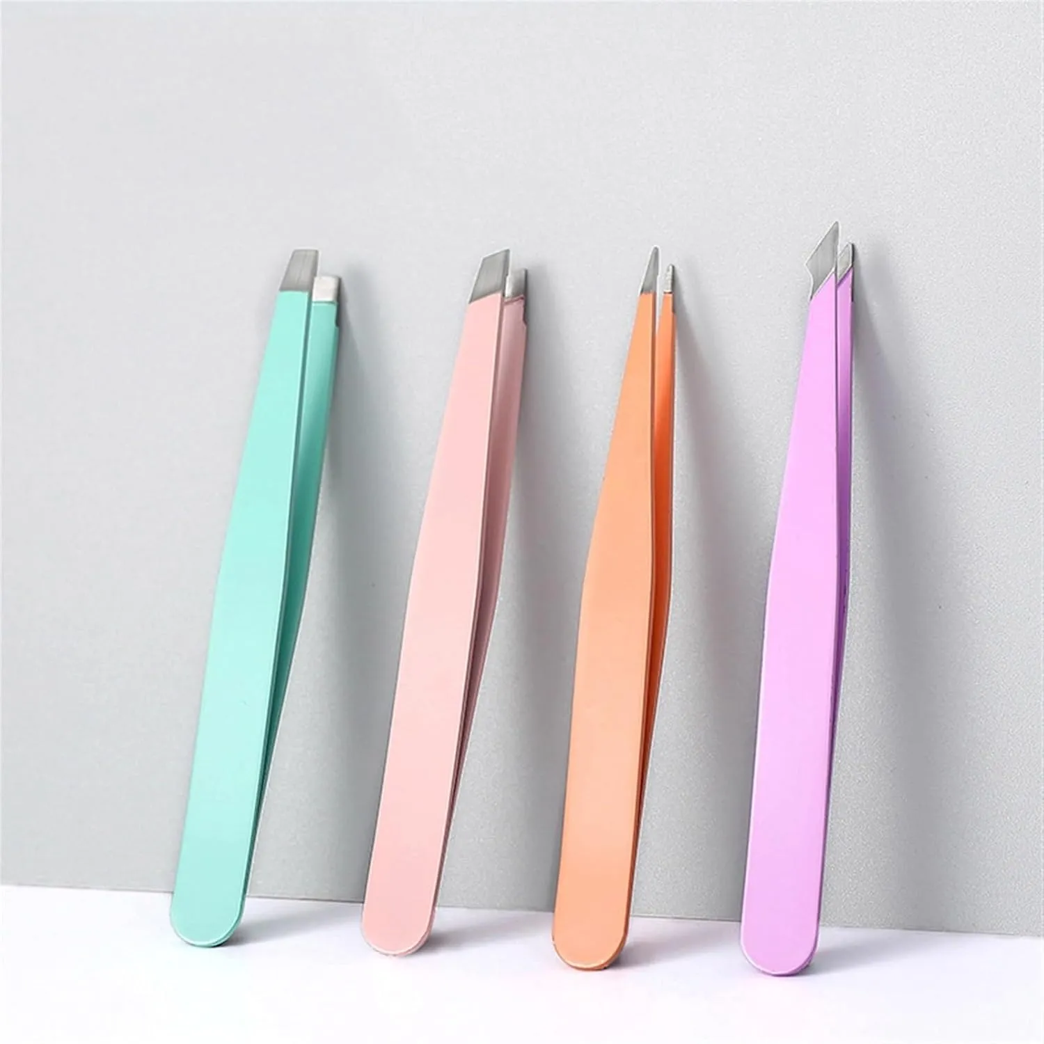 1 Pcs 4 Styles Tip Flat Eyebrow Tweezers Stainless Steel Slant Hair Beauty Makeup Tool Accessory (Color : Purple, Size : 1SIZE) (Brown 1SIZE)