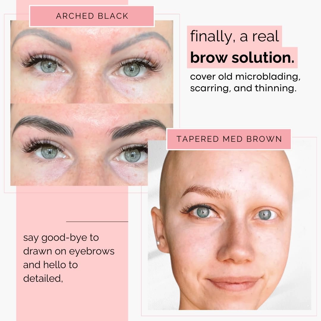 10 Pack Temporary Eyebrow Tattoos Waterproof Eyebrow Stickers, False Tattoos Hair Like Peel Off Instant Transfer Brows For Women And Men | Natural Strokes, Shaping (curved, ash brown)