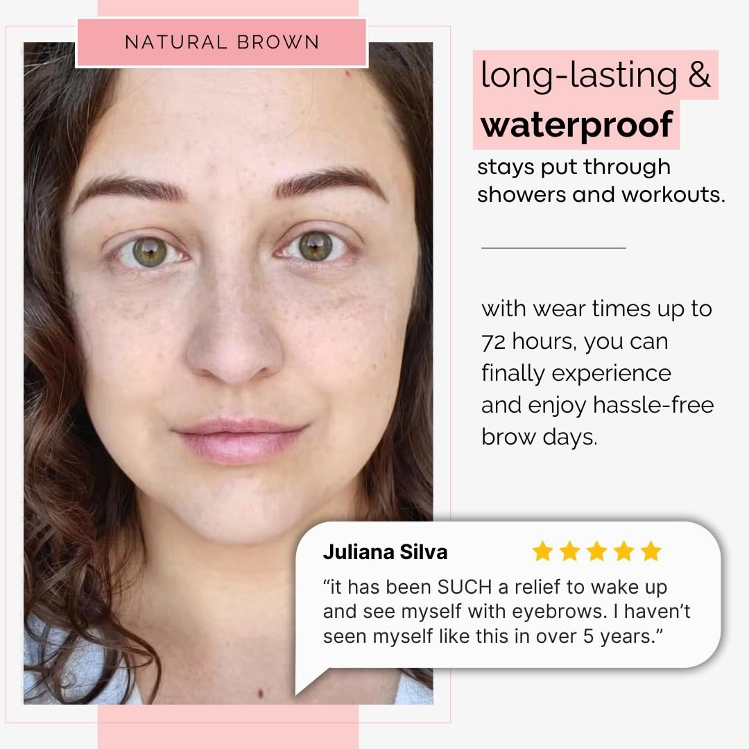 10 Pack Temporary Eyebrow Tattoos Waterproof Eyebrow Stickers, False Tattoos Hair Like Peel Off Instant Transfer Brows For Women And Men | Natural Strokes, Shaping (curved, ash brown)