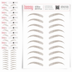 10 Pack Temporary Eyebrow Tattoos Waterproof Eyebrow Stickers, False Tattoos Hair Like Peel Off Instant Transfer Brows For Women And Men | Natural Strokes, Shaping (curved, ash brown)