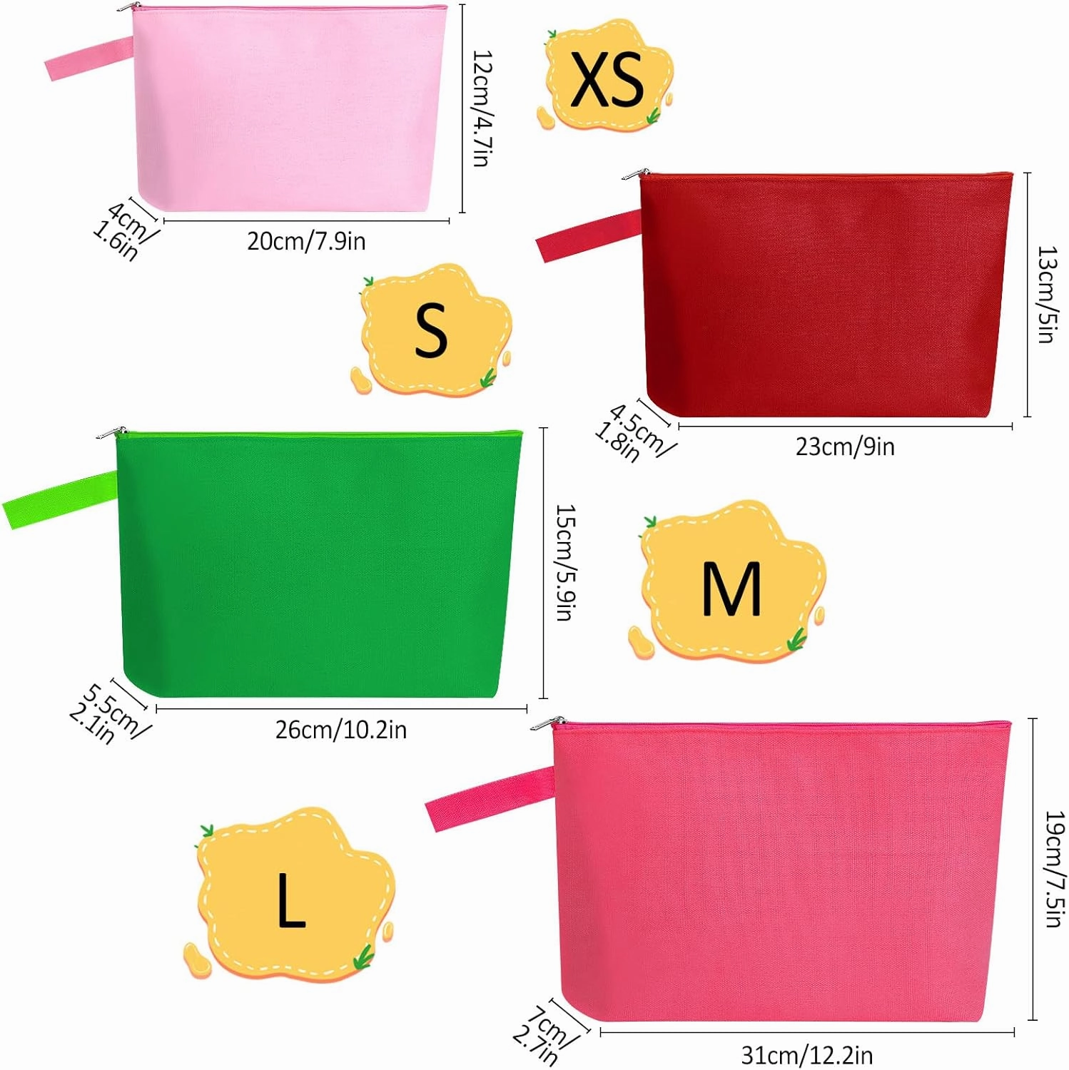 10 Pieces Cotton Canvas Makeup Bag with Bottom and Strap, Multi-Purpose Cosmetic Bag with Zipper Travel Toiletry Pouch, Blank DIY Craft Bag Pencil Bag (Multicolor 02, M) (MN-WB07)