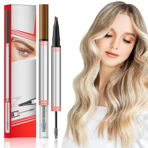 2 In 1 Brow Pen and Sealing Brow Pencil, 2025 New Magical Waterproof Brow Pencil, Dual-Ended 3D Waterproof Microblading Eyebrow Pen, 4 Tipped Brown Pencil with Brow Brush 2 In 1 Brows (Light Brown*1)
