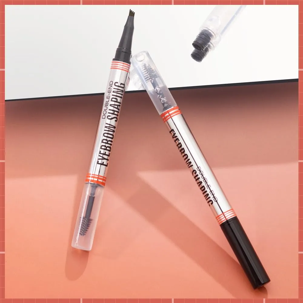 2 In 1 Brow Pen and Sealing Brow Pencil, 2025 New Magical Waterproof Brow Pencil, Dual-Ended 3D Waterproof Microblading Eyebrow Pen, 4 Tipped Brown Pencil with Brow Brush 2 In 1 Brows (Light Brown*1)