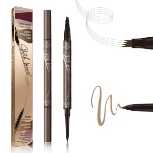 2 in 1 Eyebrow Pencil, 3D Microblading Eyebrow Pen, 4 Tip Eyebrow Magic Eyebrows, Natural Makeup Fine Stroke Eyebrows Pencil, Long-Lasting Waterproof Eyebrows Pencils for Women (Light Brown, One Size)