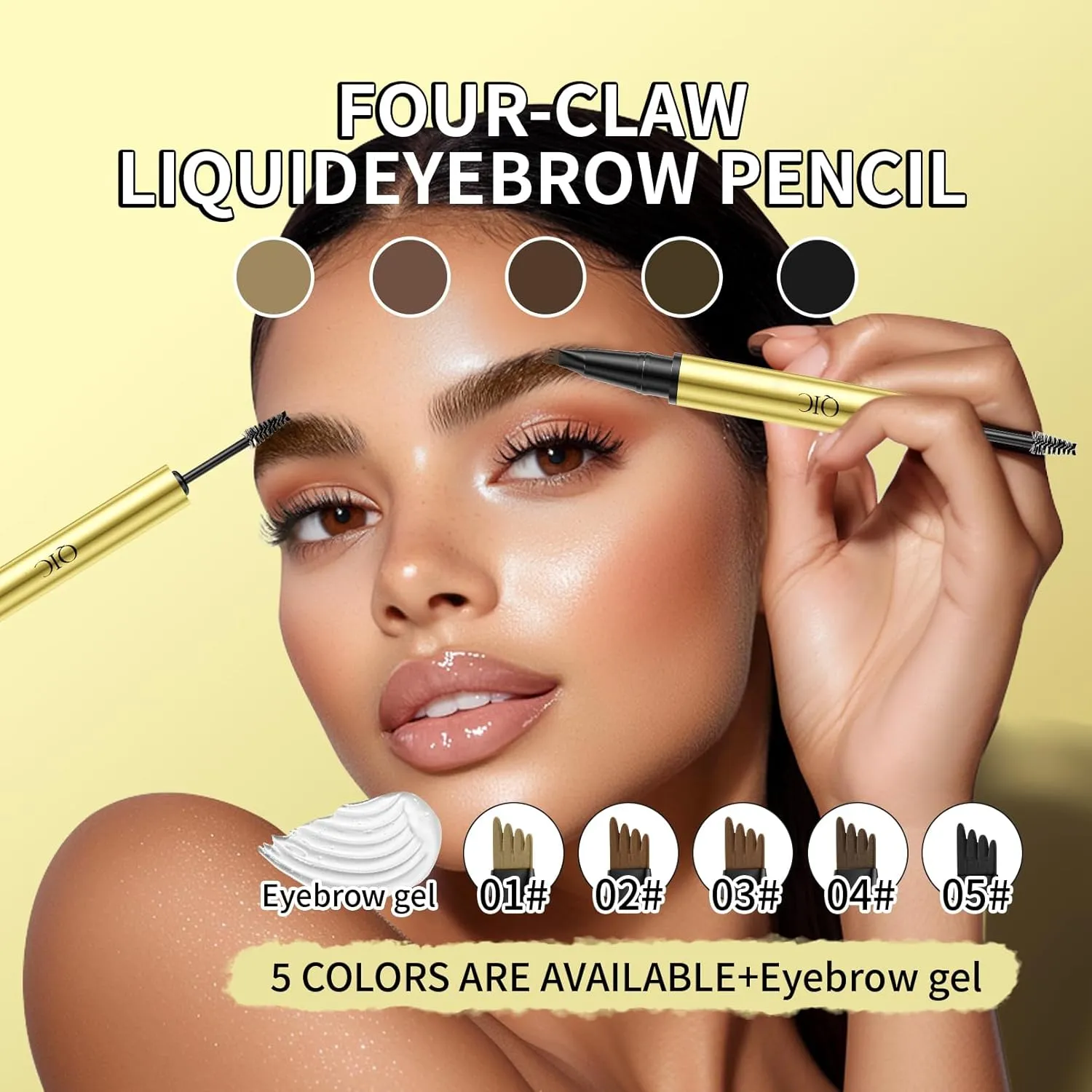 2 in 1 Long-Lasting Eyebrow Pencil and Brow Up-Grade Gel, Light Brown and Brown Shades (5#Black)