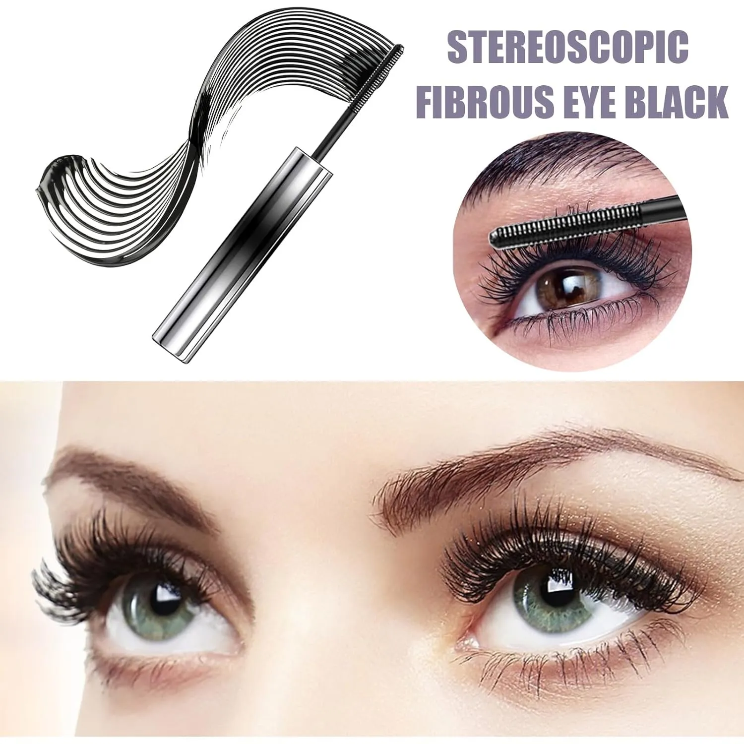 2 Pcs Amewix Mascara, Amewix Curling Mascara, Amewix Lashes Mascara Waterproof Silk Fiber Mascara, Amewix 3D Curling Eyelash Iron Mascara, Long-Lasting Curl & Volume (Black- Brown)