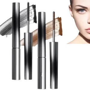 2 Pcs Amewix Mascara, Amewix Curling Mascara, Amewix Lashes Mascara Waterproof Silk Fiber Mascara, Amewix 3D Curling Eyelash Iron Mascara, Long-Lasting Curl & Volume (Black- Brown)