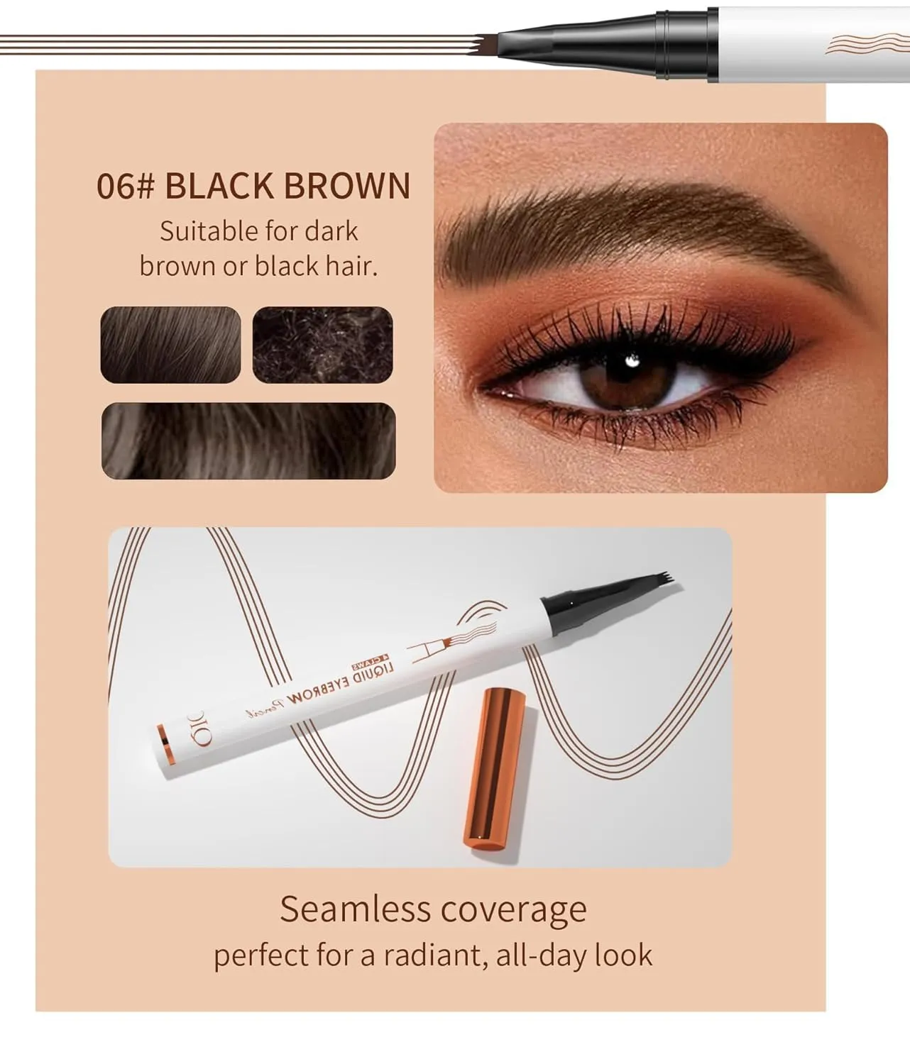 2 Pcs Microblading Eyebrow Pen, 2025 Upgraded 3D Waterproof 4-Tip Eyebrow Pencil, Natural Makeup Long-Lasting Fine Stroke Magic Eyebrow Pencil for Women Stay on All Day (Black Brown(2 Pcs))
