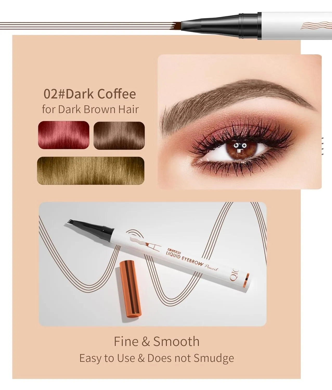 2 Pcs Microblading Eyebrow Pen, 2025 Upgraded 3D Waterproof 4-Tip Eyebrow Pencil, Natural Makeup Long-Lasting Fine Stroke Magic Eyebrow Pencil for Women Stay on All Day (Dark Brown(2 Pcs))