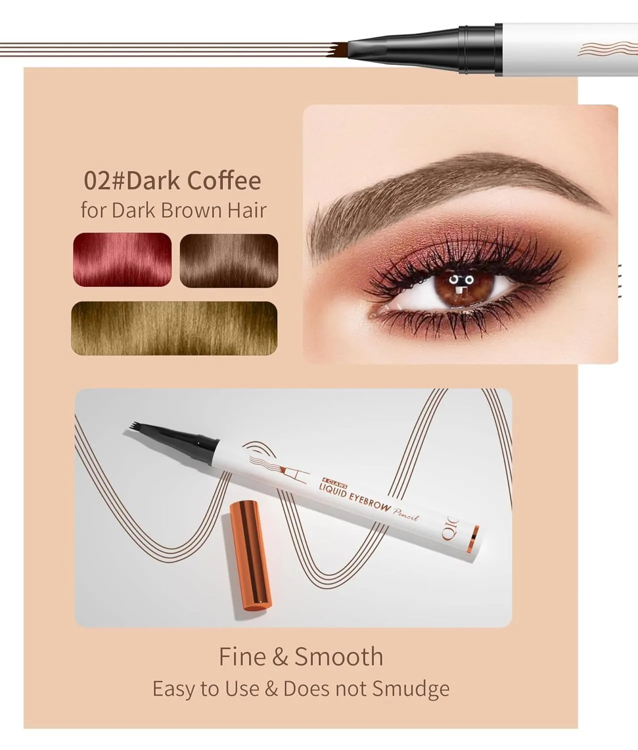 2 Pcs Microblading Eyebrow Pen, 2025 Upgraded 3D Waterproof 4-Tip Eyebrow Pencil, Natural Makeup Long-Lasting Fine Stroke Magic Eyebrow Pencil for Women Stay on All Day (Dark Brown*2)