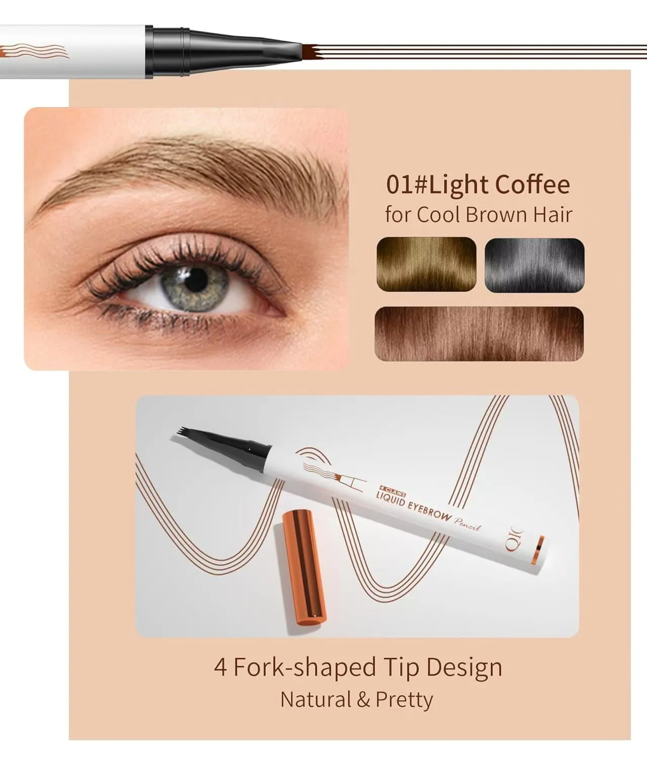 2 Pcs Microblading Eyebrow Pen, 2025 Upgraded 3D Waterproof 4-Tip Eyebrow Pencil, Natural Makeup Long-Lasting Fine Stroke Magic Eyebrow Pencil for Women Stay on All Day (Light Brown(2 Pcs))