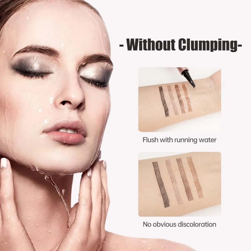 2 Pcs Microblading Eyebrow Pen, 2025 Upgraded 3D Waterproof 4-Tip Eyebrow Pencil, Natural Makeup Long-Lasting Fine Stroke Magic Eyebrow Pencil for Women Stay on All Day (Light Brown(2 Pcs))