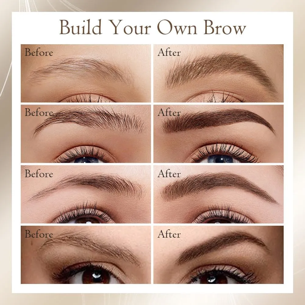 2024 New 2-in-1 Eyebrow Pencil with Gel,Waterproof Magic Eyebrow Pencil,Dual-Ended 3D Microblading Eyebrow Pen with 4 Tip & Eyebrow Brush, Makeup Long-Lasting Eyebrow Pen for Women (4 PCS)