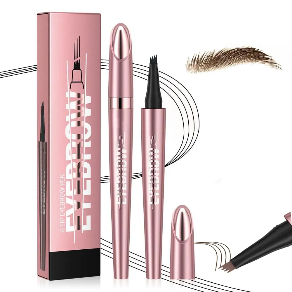 2024 New Microblading Eyebrow Pen, 3D Waterproof Microblading Eyebrow Pencil, Brow Pencil with Micro-fork Tip, Long-lasting Natural Makeup Fine Stroke Magic Eyebrow Pencil (Dark Brown)