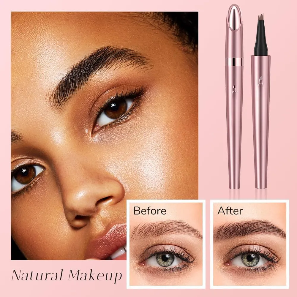 2024 New Microblading Eyebrow Pen, 3D Waterproof Microblading Eyebrow Pencil, Brow Pencil with Micro-fork Tip, Long-lasting Natural Makeup Fine Stroke Magic Eyebrow Pencil (Dark Brown)