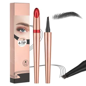 2024 New Microblading Eyebrow Pen, Waterproof Microblading Eyebrow Pencil, Brow Pencil with Micro-Fork Tip, Long-lasting Natural Makeup Fine Stroke Eye Brow Pen, Last All-Day (Black)