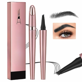 2024 New Magic Eyebrow Pencil, 3D Waterproof Microblading Eyebrow Pencil Contouring Pen, 4 Tip Microblade Eyebrow Pen, Natural Long-Lasting Fine Stroke Microblading Eyebrow Pencil (Black)