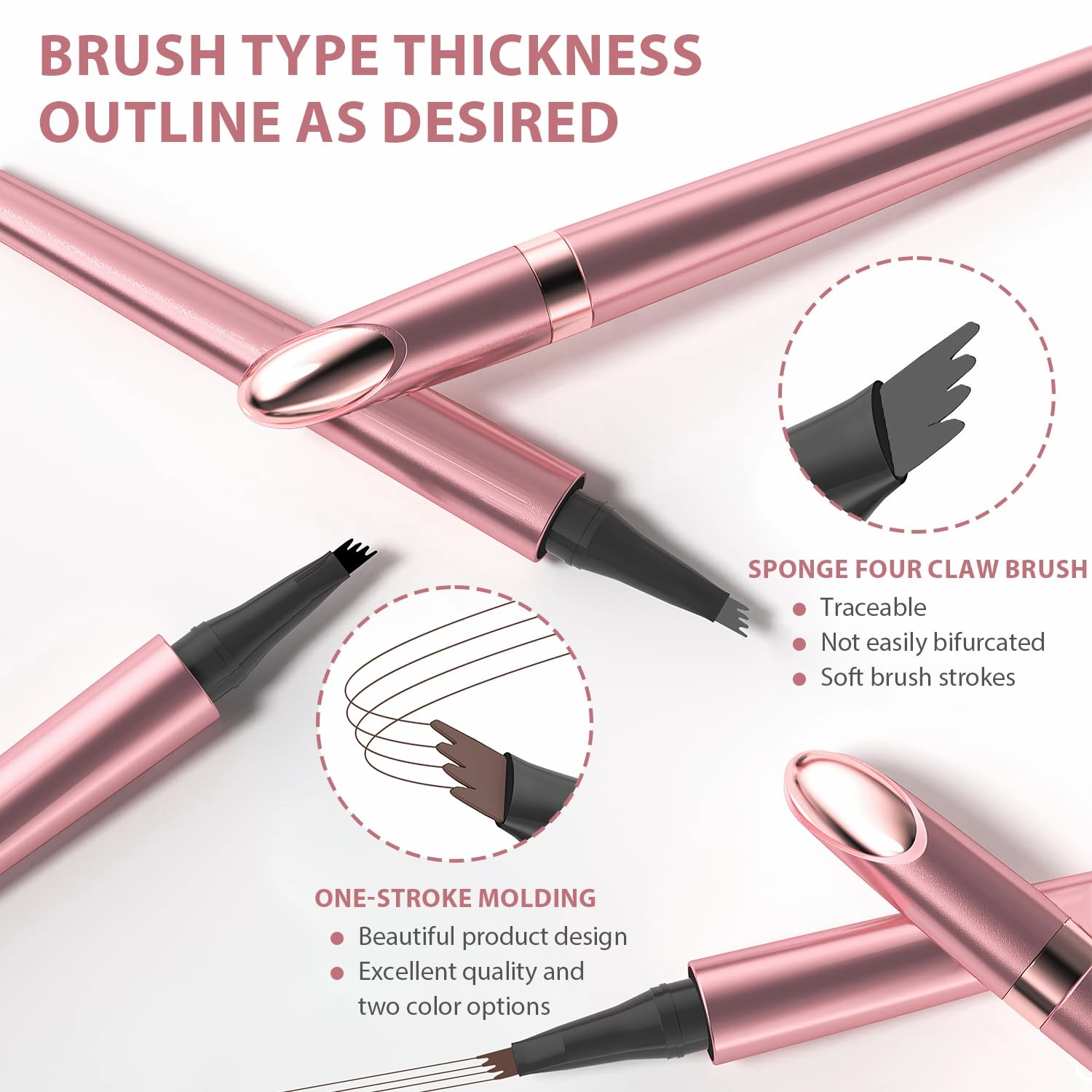 2024 New Magic Eyebrow Pencil, 3D Waterproof Microblading Eyebrow Pencil Contouring Pen, Long-Lasting Natural Fine Stroke Eyebrow Pencil with 4 Micro-Fork Tip for women Makeup (2, Black)