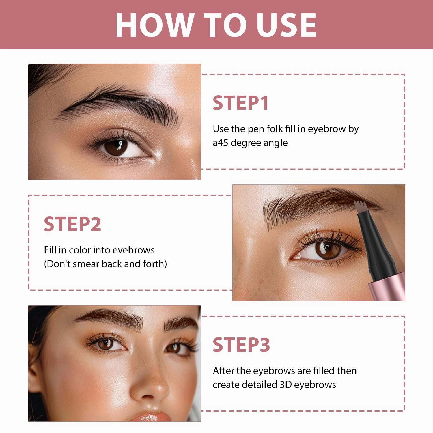 2024 New Magic Eyebrow Pencil, 3D Waterproof Microblading Eyebrow Pencil Contouring Pen, Long-Lasting Natural Fine Stroke Eyebrow Pencil with 4 Micro-Fork Tip for women Makeup (2, Black)