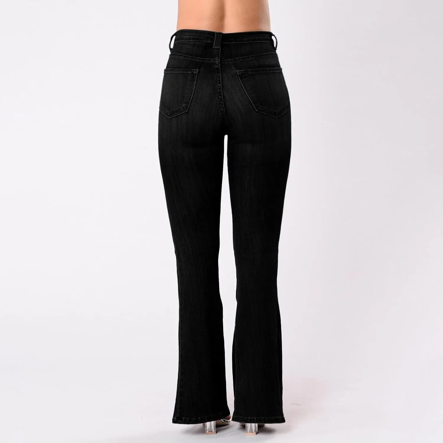 2025 Jeans for Women Stretch Button Up Mid Waisted Flare Denim Jeans Fashion Retro Wide Leg Slim Bell Pencil Pants