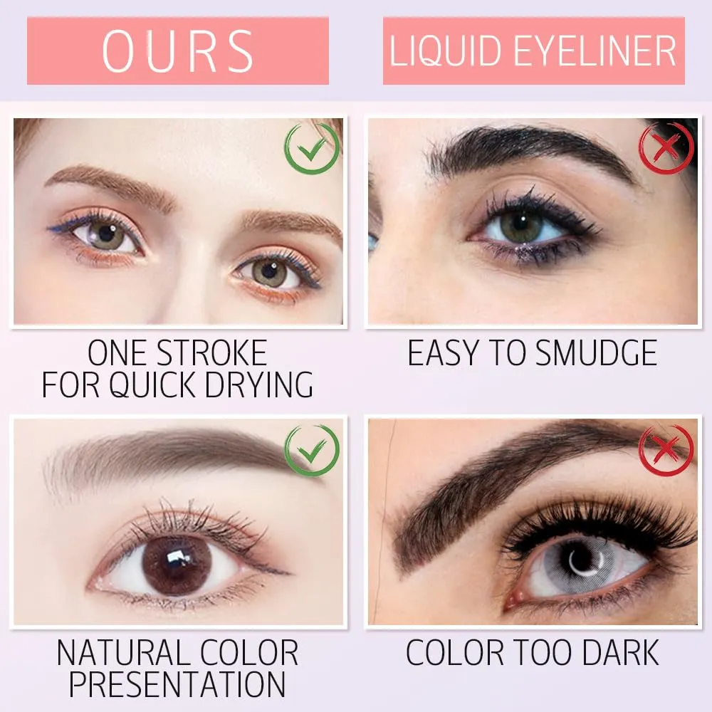 2025 Magic Eyebrow Pencil, 4-Tip Microblade Brow Pen, Waterproof Contouring Pen, Natural Gap Filling (Black)