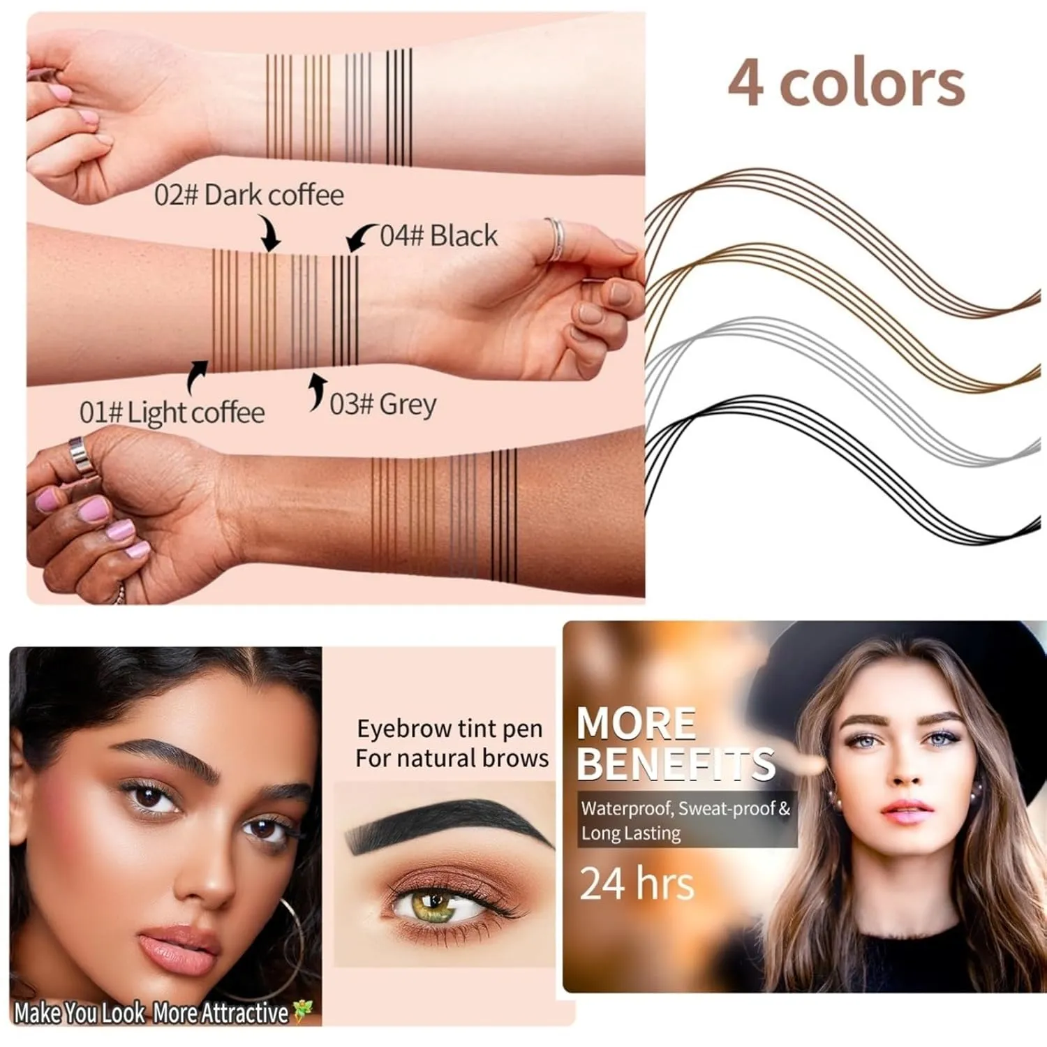 2025 New Magic Eyebrow Pencil, Upgraded 3D Waterproof Microblading, Long Lasting and Natural(A-Dark Brown)