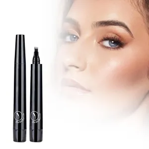 2025 New Micro Blade Thrush, 3D Waterproof 4 Tip Magic Thrush, Natural Makeup Long-lasting Fine Brush Strokes Magic Thrush Sweat & Waterproof (black)