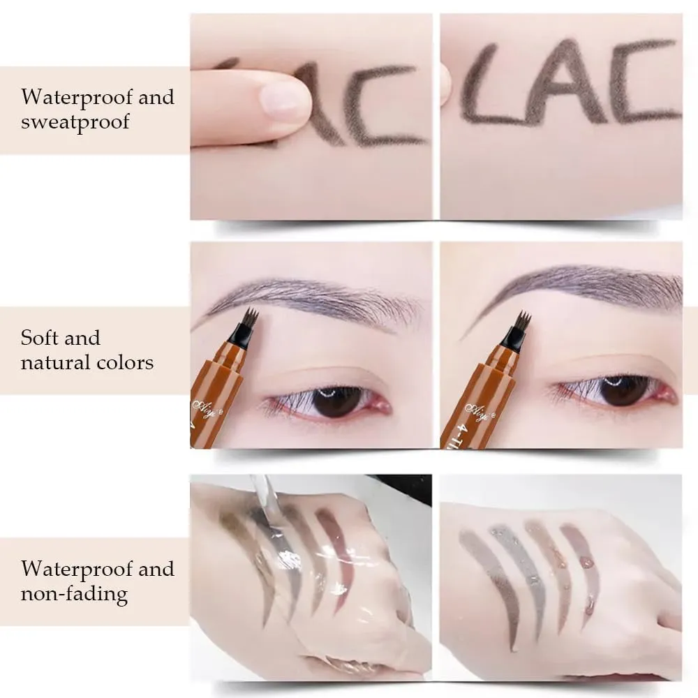 2025 New Micro Blade Thrush, 3D Waterproof 4 Tip Magic Thrush, Natural Makeup Long-lasting Fine Brush Strokes Magic Thrush Sweat & Waterproof (black)