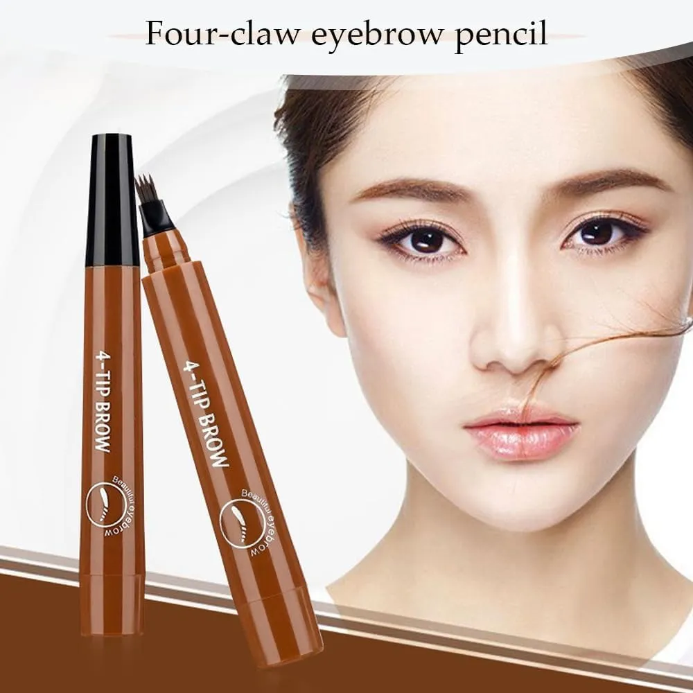 2025 New Micro Blade Thrush, 3D Waterproof 4 Tip Magic Thrush, Natural Makeup Long-lasting Fine Brush Strokes Magic Thrush Sweat & Waterproof (black)