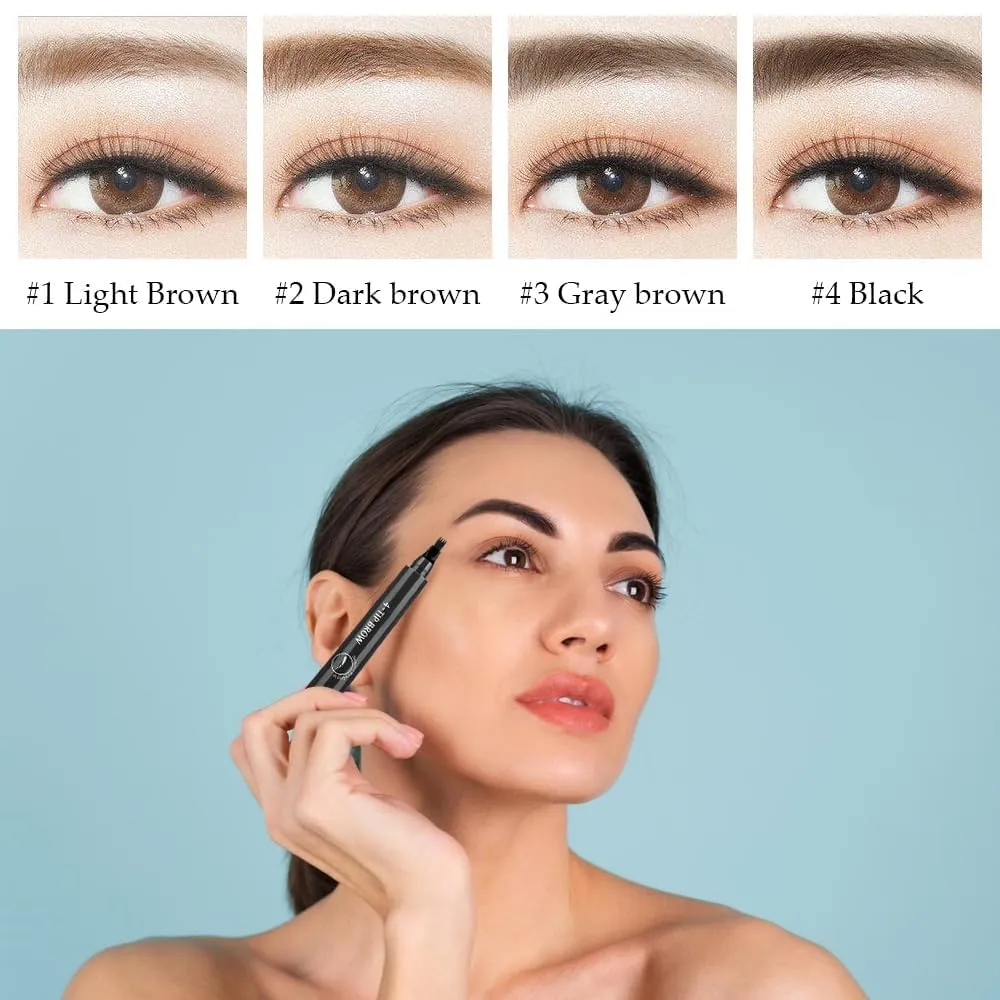 2025 New Micro Blade Thrush, 3D Waterproof 4 Tip Magic Thrush, Natural Makeup Long-lasting Fine Brush Strokes Magic Thrush Sweat & Waterproof (black)