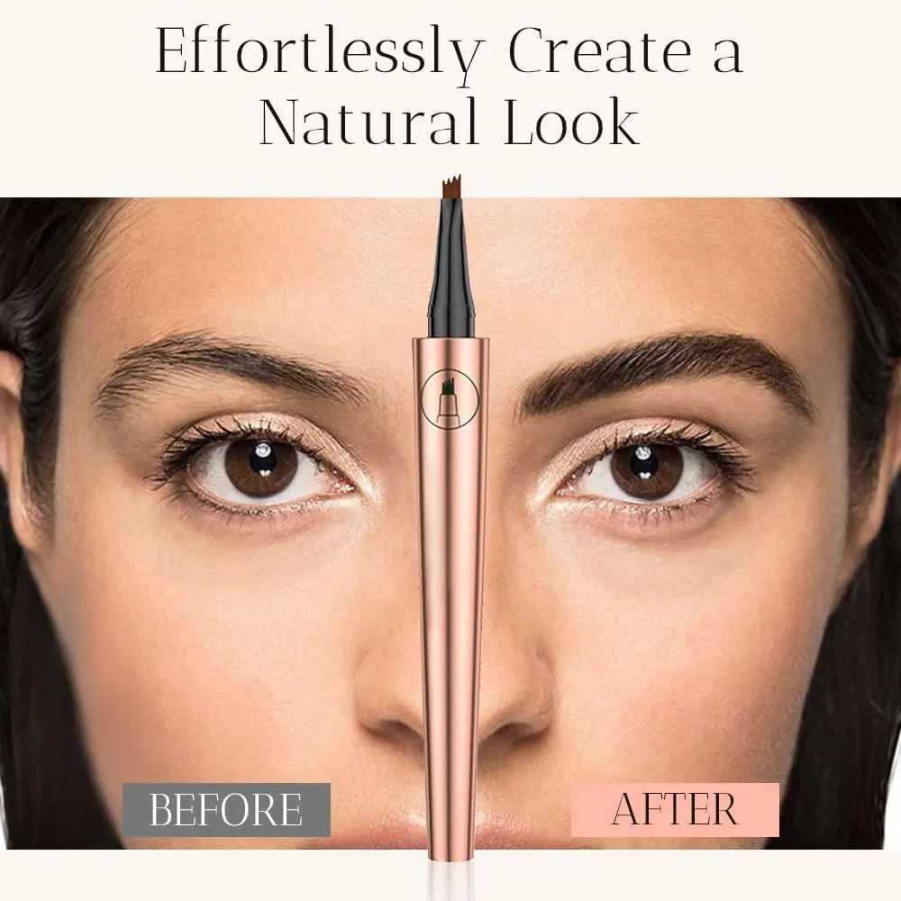 2025 New Microblading Eyebrow Pencil, Eyebrows Pencils for Natural-Looking with 4 Micro-Fork Tip, 3D Magic Eyebrow Tattoo Pencils Long-Lasting Fine Stroke Eye Brow Pen (Light Brown)
