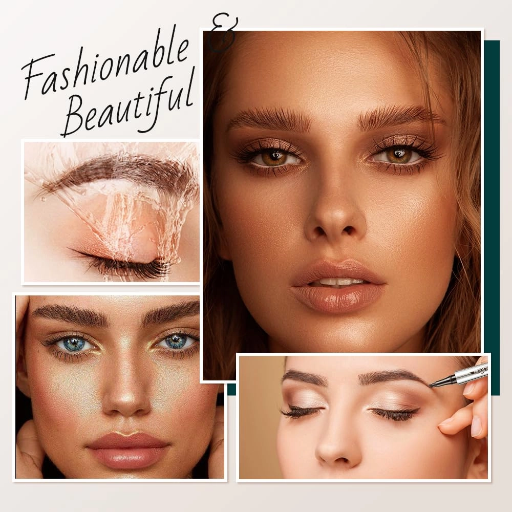 2025 New Magic Eyebrow Pencil, 3D Microblading Eyebrow Pencil 4 Tip Eye Brow Pen, 24 Hours Fine Stroke Eyebrow Pen Makeup Eyebrow Pencils (Black)