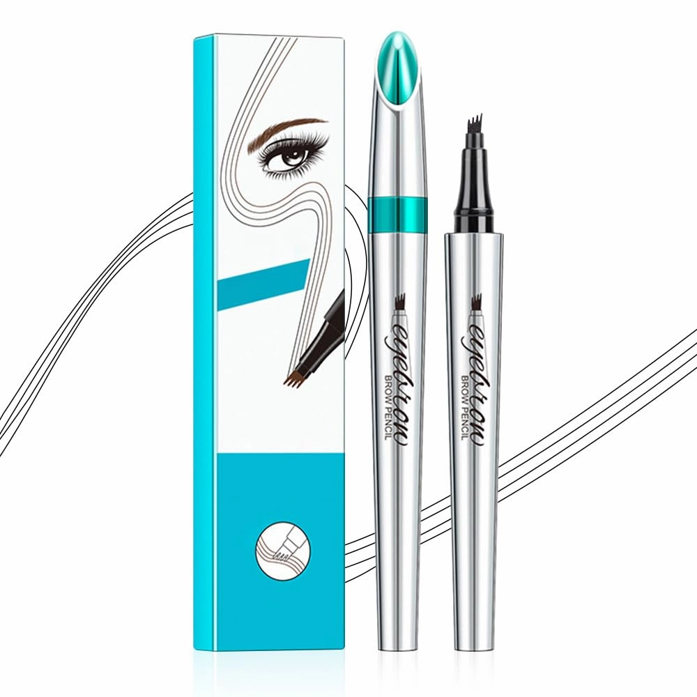 2025 New Magic Eyebrow Pencil, 3D Microblading Eyebrow Pencil 4 Tip Eye Brow Pen, 24 Hours Fine Stroke Eyebrow Pen Makeup Eyebrow Pencils (Black)