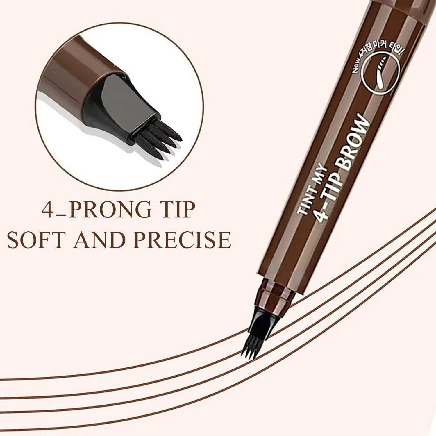 2PC Microblading Eyebrow Pencil, 2025 New Magic Liquid Eyebrow Pen,4 Tipped Waterproof Brow Pencil with Hair like Strokes Natural Long-Lasting Eyebrow Pen(04#Grayish Brown)