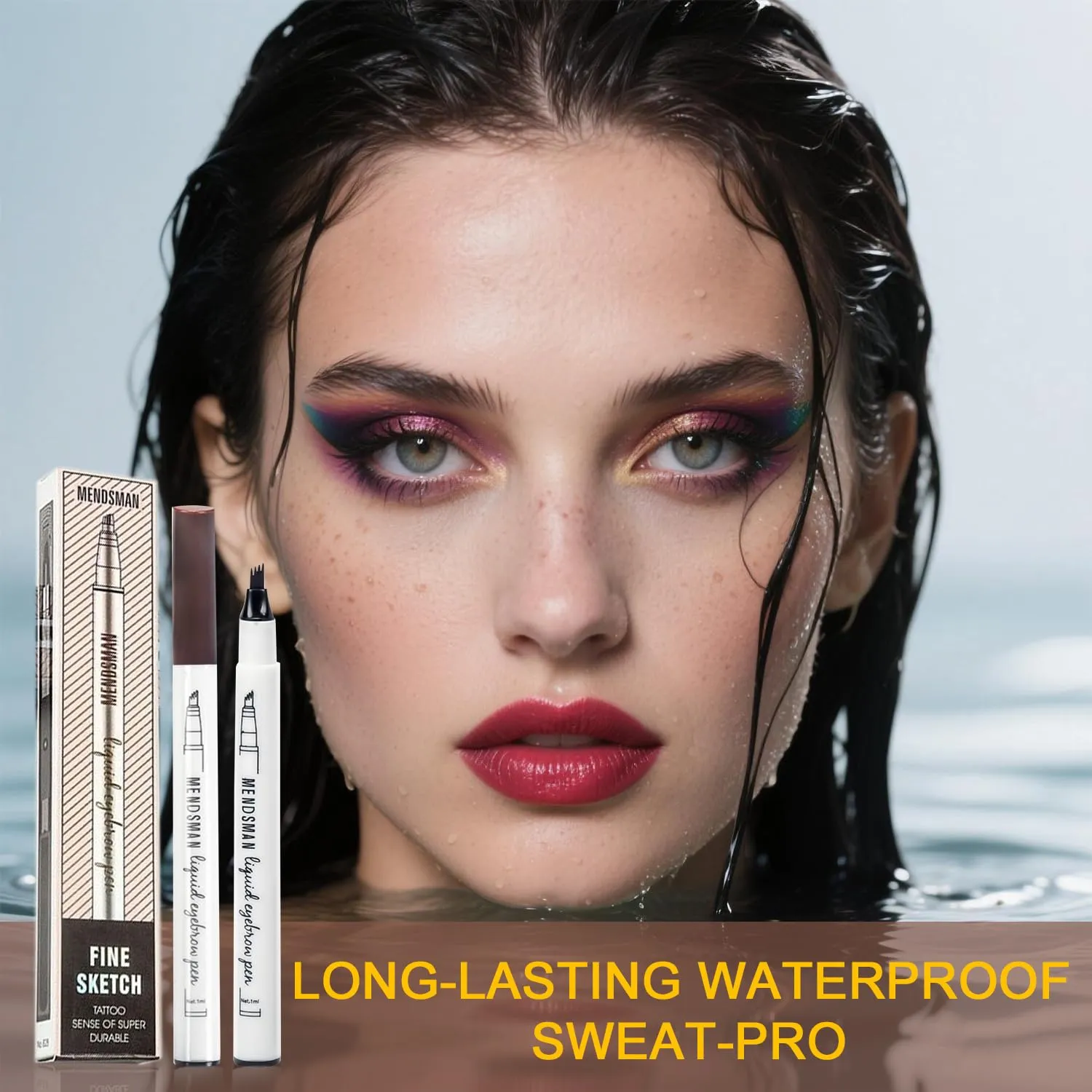 2PC Microblading Eyebrow Pencil Waterproof - Ultra-Fine Brow Pen with Hair-Like Strokes, Smudge-Proof Eyebrow Pencil for Natural Fill, Define & Shape, Long Lasting Brow Pencil