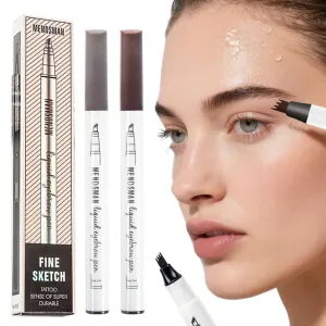 2PC Microblading Eyebrow Pencil Waterproof - Ultra-Fine Brow Pen with Hair-Like Strokes, Smudge-Proof Eyebrow Pencil for Natural Fill, Define & Shape, Long Lasting Brow Pencil