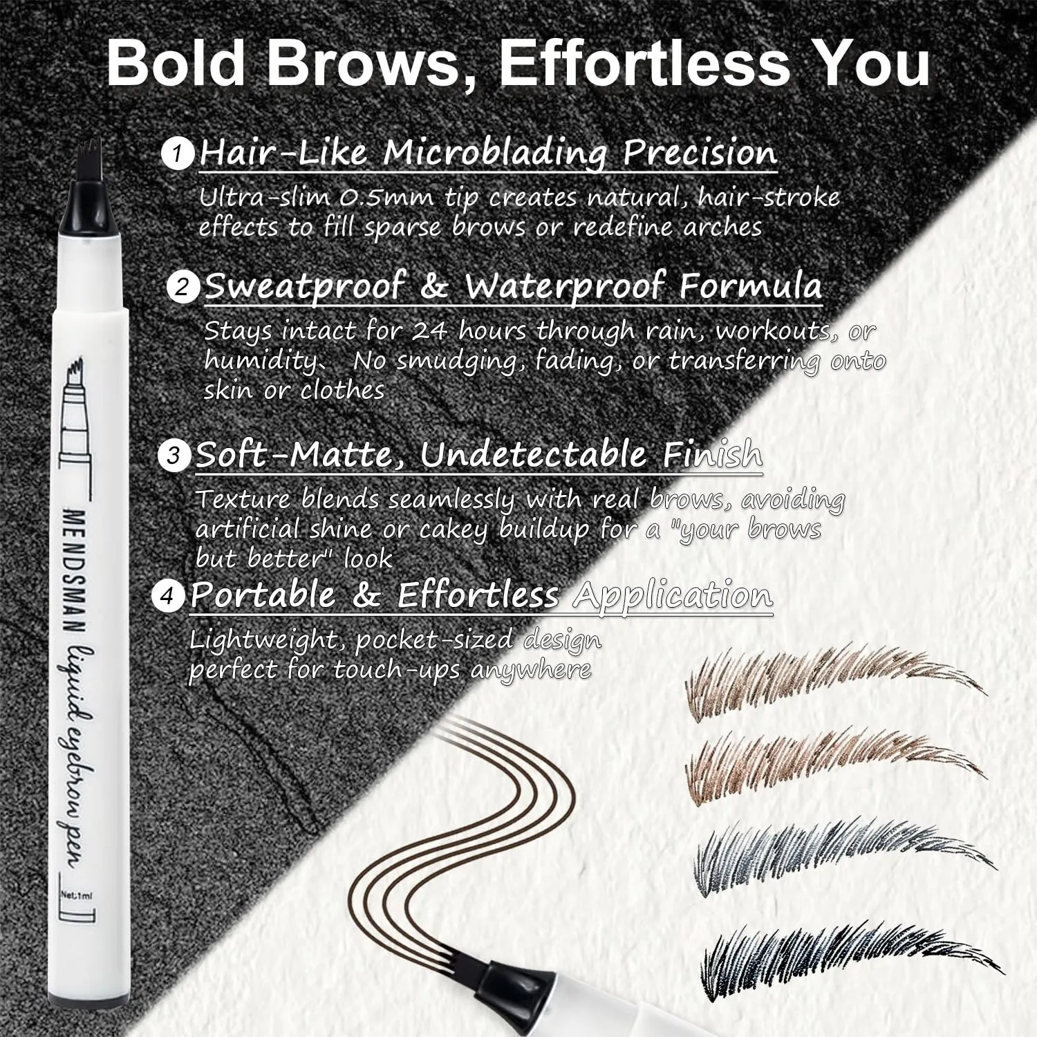 2PC Microblading Eyebrow Pencil Waterproof - Ultra-Fine Brow Pen with Hair-Like Strokes, Smudge-Proof Eyebrow Pencil for Natural Fill, Define & Shape, Long Lasting Brow Pencil