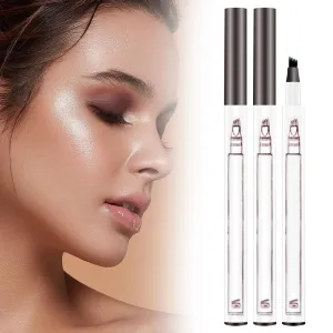 2PCS 2025 New Magic Eyebrow Pencil, 4-Tip Microblade Brow Pen Magic Eyebrow Pen, Waterproof Microblading Eyebrow Pencil Contouring Natural Gap Filling Eyebrow Makeup Brow Pencil (Dark Brown)