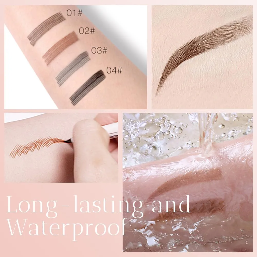 2PCS 2025 New Magic Eyebrow Pencil, 4-Tip Microblade Brow Pen Magic Eyebrow Pen, Waterproof Microblading Eyebrow Pencil Contouring Natural Gap Filling Eyebrow Makeup Brow Pencil (Dark Brown)