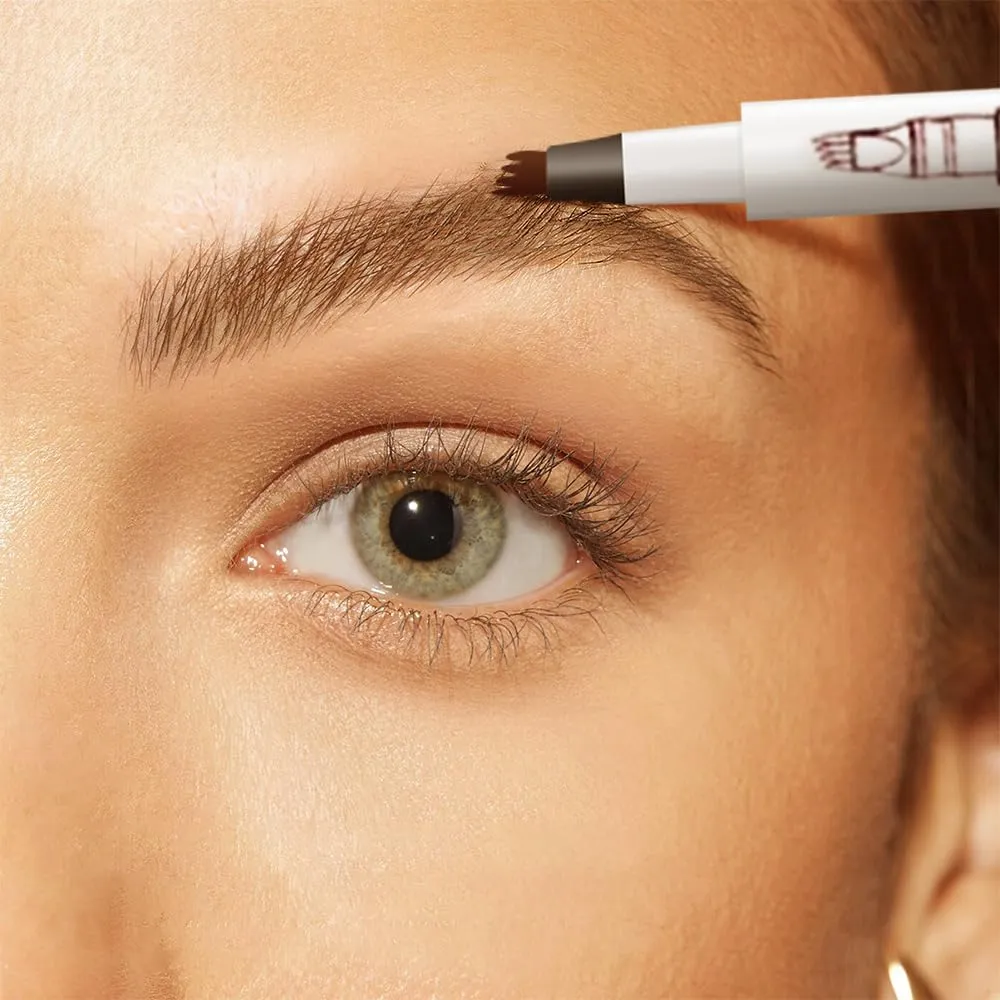 2PCS 2025 New Magic Eyebrow Pencil, 4-Tip Microblade Brow Pen Magic Eyebrow Pen, Waterproof Microblading Eyebrow Pencil Contouring Natural Gap Filling Eyebrow Makeup Brow Pencil (Dark Brown)