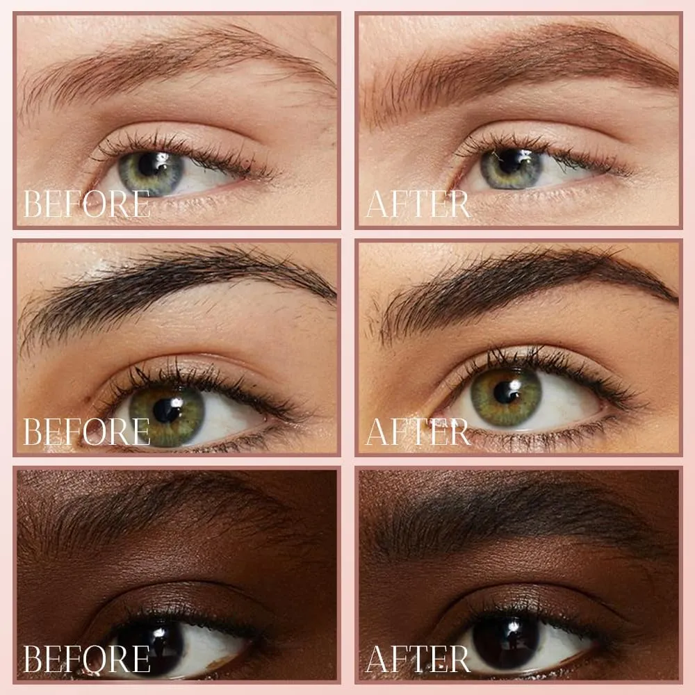 2Pcs 3D Waterproof Magic Microblading Eyebrow Pen, Natural Makeup Fine Stroke Eyebrow Pencil, 4 Tip Eyebrow Makeup Long-Lasting Eyebrow Pencil for Make Up Last All Day (Light Brown)