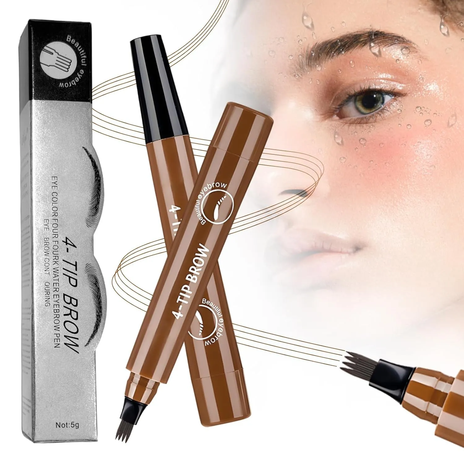 2PCS Magic Eyebrow Pencil, 2025 New 3D Magic Microblading Waterproof Brow Pen with Micro-Fork Tip, Long lasting Makeup Eyebrow Pencil Fine Stroke Natural Gap Filling Eyebrow (Dark Brown)