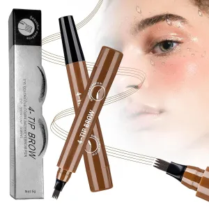 2PCS Magic Eyebrow Pencil, 2025 New 3D Magic Microblading Waterproof Brow Pen with Micro-Fork Tip, Long lasting Makeup Eyebrow Pencil Fine Stroke Natural Gap Filling Eyebrow (Dark Brown)