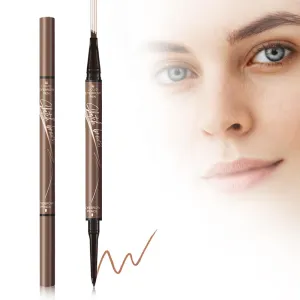 2PCS Microblading Eyebrow Pen, 2024 New 2 in 1 Dual Ended Eyebrow Pencils, Waterproof 3D Microblading 4 Fork Tip Eyebrow Pencil, Magic Eyebrow Pencil 4 Fork Tip for Natural (Brown)