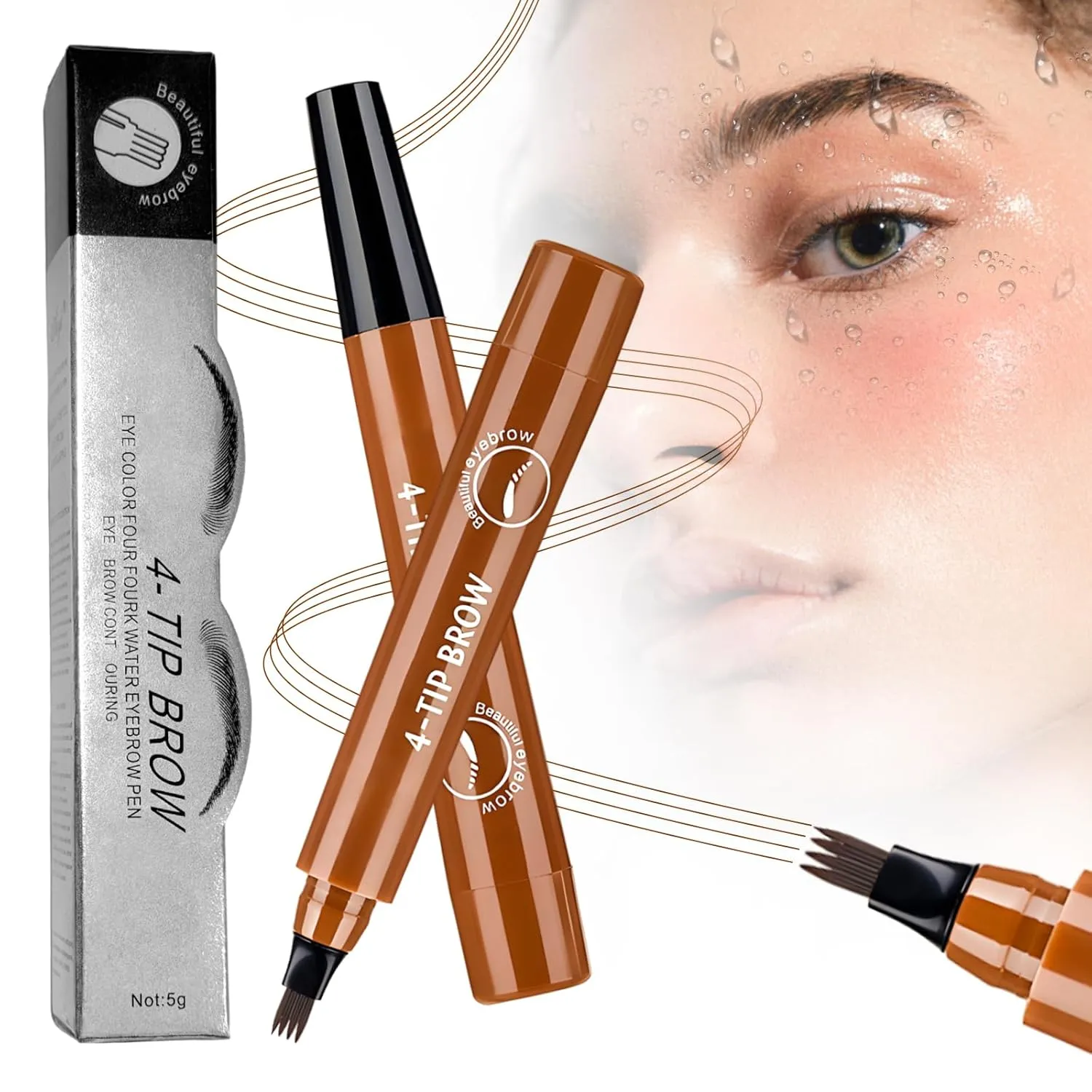 2PCS Microblading Eyebrow Pencil for Women Pencils,2025 Eyebrows Pencils for Natural-Looking with 4 Micro-Fork Tip,Men Waterproof Eye-brow Pencil Tattoo Eye Brow Pen for Home Use (Light-Brown)
