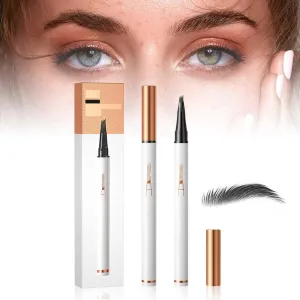2PCS Waterproof 3D Eyebrow Pencil, Upgraded Microblading Eyebrow Pencil Contouring Pen 4 Tipped Brow Pen, Eye Brown Makeup Long-Lasting Eye brow Pens Stay on All Day for Women (Gray)