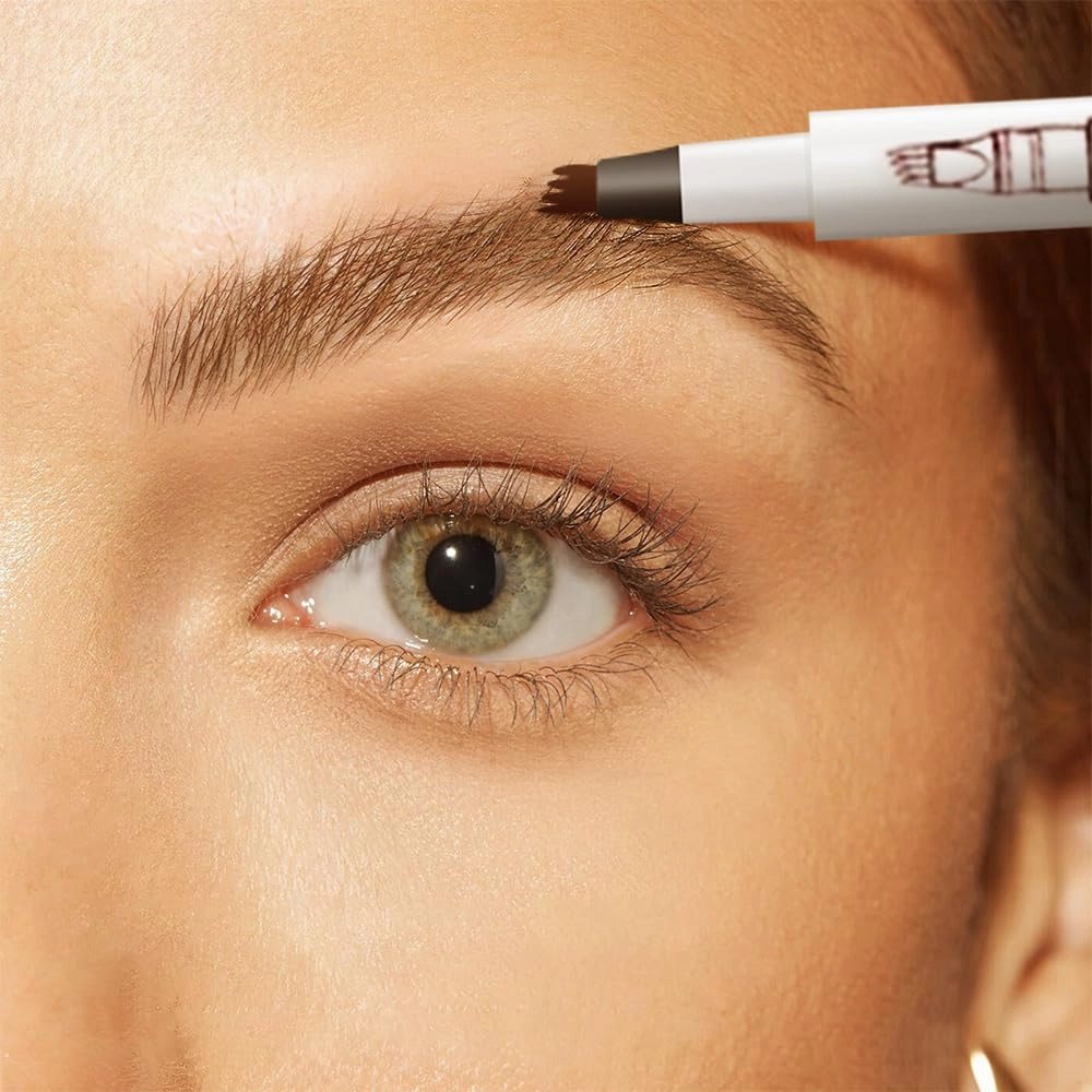 2PCS 2025 New Magic Eyebrow Pencil, 4-Tip Microblade Brow Pen Magic Eyebrow Pen, Waterproof Microblading Eyebrow Pencil Contouring Natural Gap Filling Eyebrow Makeup Brow Pencil (Grey)