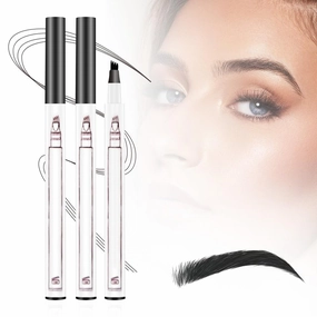 2Pcs 3D Waterproof Magic Microblading Eyebrow Pen, Natural Makeup Fine Stroke Eyebrow Pencil, 4 Tip Eyebrow Makeup Long-Lasting Eyebrow Pencil for Make Up Last All Day (black)